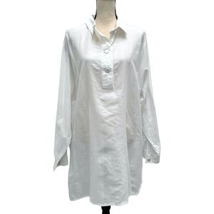 PURE DKNY WHITE COTTON SEMI SHEER LONG SLEEVE TUNIC